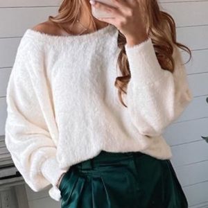 Womens soft fuzzy sweater